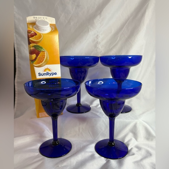 4-vintage cobalt margarita glasses. - Picture 1 of 5